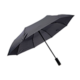Зонт PRESTON складной с ручкой-фонариком, полуавтомат; темно-серый; D=100 см; нейлон